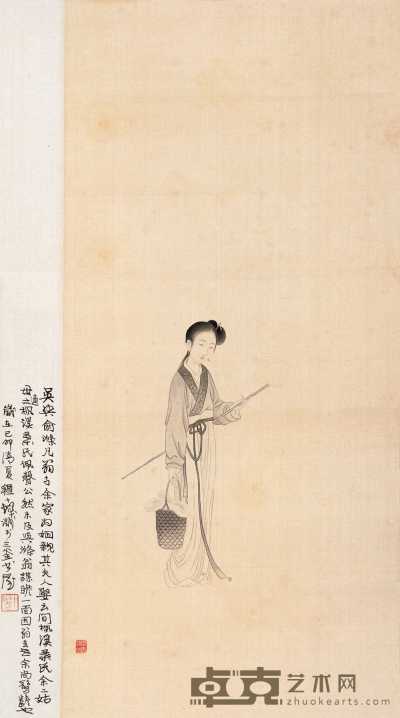俞明 浣纱女 立轴 67.2×32cm